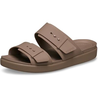 Crocs Sandales compensées basses Brooklyn avec boucle pour femme, latte, pointure 38, latte, 38/39 EU Crocs Sandales compensées basses Brooklyn avec boucle pour femme, latte, pointure 38, latte, 38/39 EU