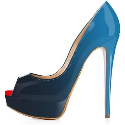 TXLEAPEY Femmes Escarpins Sexy Plateforme Peep Toe 14cm Talons Hauts Femme Nighclub Rouge Chaussures de Mariage Gradient, Bleu Db, 40 EU TXLEAPEY Femmes Escarpins Sexy Plateforme Peep Toe 14cm Talons Hauts Femme Nighclub Rouge Chaussures de Mariage Gradient, Bleu Db, 40 EU