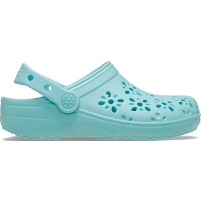 Crocs Sabots classiques unisexes pour enfant avec motif floral découpé, bleu-vert, 33/34 EU Crocs Sabots classiques unisexes pour enfant avec motif floral découpé, bleu-vert, 33/34 EU