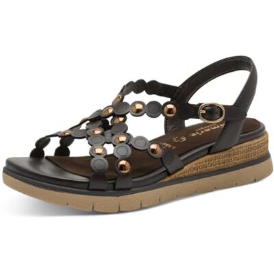 Tamaris Sandales compensées confortables pour femme, Mocca Nappa, 38 EU Tamaris Sandales compensées confortables pour femme, Mocca Nappa, 38 EU