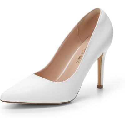 DREAM PAIRS Escarpins à talons hauts pour femme, chaussures de mariage, chaussures de fête, Blanc PU, 37 EU DREAM PAIRS Escarpins à talons hauts pour femme, chaussures de mariage, chaussures de fête, Blanc PU, 37 EU