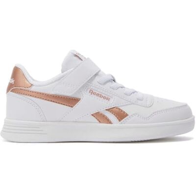 Reebok Baskets Court Advance Elastic & Top Strap pour fille, Blanc et or rose, 31.5 EU Reebok Baskets Court Advance Elastic & Top Strap pour fille, Blanc et or rose, 31.5 EU