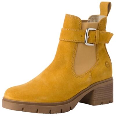 Tamaris Talon bloc en cuir Chelsea pour femme, jaune, 39 EU Tamaris Talon bloc en cuir Chelsea pour femme, jaune, 39 EU