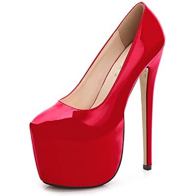 YGJKLIS Escarpins Stiletto sexy à talons hauts pour femme 18 cm Plateforme Talon haut Uni Slip On Cuir Escarpins, rouge, 44 EU YGJKLIS Escarpins Stiletto sexy à talons hauts pour femme 18 cm Plateforme Talon haut Uni Slip On Cuir Escarpins, rouge, 44 EU