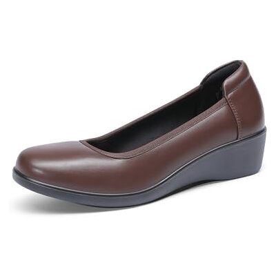 DREAM PAIRS Escarpins à talons bas confortables à enfiler à bout rond pour femme, marron, 37.5 EU DREAM PAIRS Escarpins à talons bas confortables à enfiler à bout rond pour femme, marron, 37.5 EU