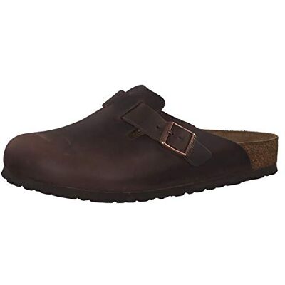 Birkenstock Boston Blanc Semelles Souples Cuir Lisse, Habana, 37 EU Birkenstock Boston Blanc Semelles Souples Cuir Lisse, Habana, 37 EU