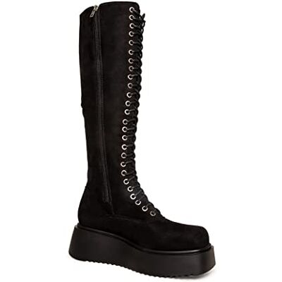 LAMODA Bottes hautes inclusion pour femmes, Daim noir, 41 EU LAMODA Bottes hautes inclusion pour femmes, Daim noir, 41 EU