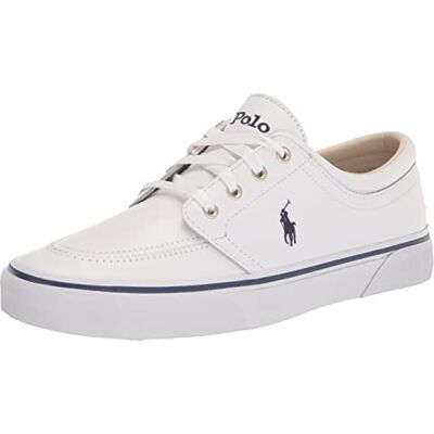 POLO RALPH LAUREN Baskets Keaton sans lacets pour homme, Blanc/Marine PP, 7 POLO RALPH LAUREN Baskets Keaton sans lacets pour homme, Blanc/Marine PP, 7