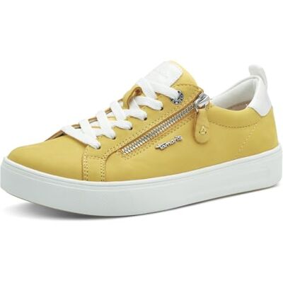 Tamaris Comfort Baskets plates avec fermeture éclair pour femme En nubuck jaune Taille 42 EU, Nubuck jaune, 42 EU Tamaris Comfort Baskets plates avec fermeture éclair pour femme En nubuck jaune Taille 42 EU, Nubuck jaune, 42 EU