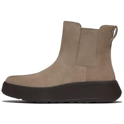 Fitflop F-Fashion Bottines Chelsea plates en daim élastique 2 tons, taupe, 36 EU Fitflop F-Fashion Bottines Chelsea plates en daim élastique 2 tons, taupe, 36 EU