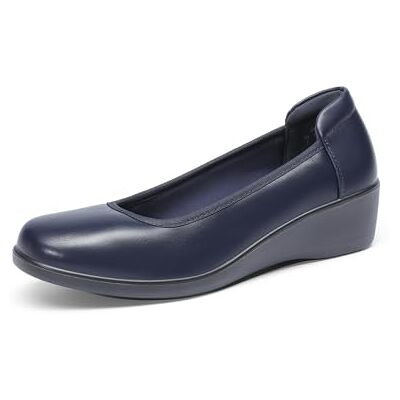 DREAM PAIRS Escarpins à talons bas confortables à enfiler à bout rond pour femme, bleu marine, 42 EU DREAM PAIRS Escarpins à talons bas confortables à enfiler à bout rond pour femme, bleu marine, 42 EU