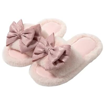 DKJAHSEK Bow Decor Pantoufle d'hiver pour femme à talon plateforme fourrure douce chaude d'intérieur à bout ouvert pantoufles duveteuses pour la maison (rose-5, 36-37) DKJAHSEK Bow Decor Pantoufle d'hiver pour femme à talon plateforme fourrure douce chaude d'intérieur à bout ouvert pantoufles duveteuses pour la maison (rose-5, 36-37)