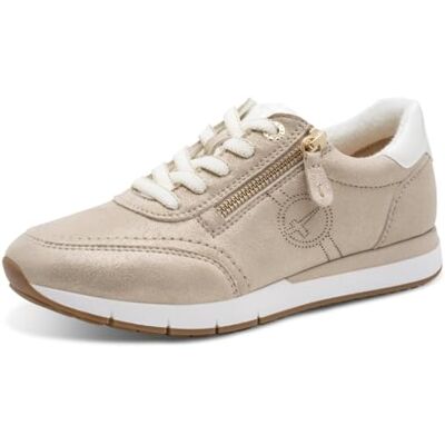 Tamaris Comfort Baskets plates à lacets avec fermeture éclair pour femme Beige glamour 37 EU, Beige glamour, 37 EU Tamaris Comfort Baskets plates à lacets avec fermeture éclair pour femme Beige glamour 37 EU, Beige glamour, 37 EU