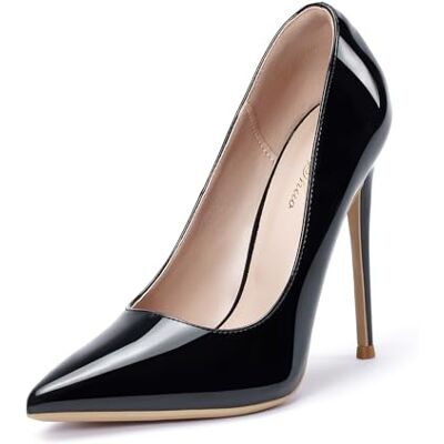 GENSHUO Femmes Mode Bout Pointu Escarpins À Talons Hauts Sexy Slip on Stiletto Party Chaussures 12 CM / 4.72IN, Noir, 36 EU GENSHUO Femmes Mode Bout Pointu Escarpins À Talons Hauts Sexy Slip on Stiletto Party Chaussures 12 CM / 4.72IN, Noir, 36 EU