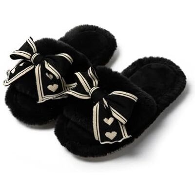 DKJAHSEK Pantoufles d'hiver à talon plateforme en fourrure douce et chaude à bout ouvert pour femme DKJAHSEK Pantoufles d'hiver à talon plateforme en fourrure douce et chaude à bout ouvert pour femme