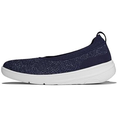Fitflop Ballerines plates en tricot Super-Q pour femme, bleu marine minuit, taille 36, Bleu marine métallisé, 36 EU Fitflop Ballerines plates en tricot Super-Q pour femme, bleu marine minuit, taille 36, Bleu marine métallisé, 36 EU