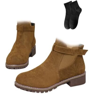 POIOZXD Bottines rétro à boucle plate pour femme Automne et hiver En daim Talon bas Bout pointu Bottes courtes décontractées et confortables Chaussures de marche de bureau, marron, 35.5 EU large POIOZXD Bottines rétro à boucle plate pour femme Automne et hiver En daim Talon bas Bout pointu Bottes courtes décontractées et confortables Chaussures de marche de bureau, marron, 35.5 EU large