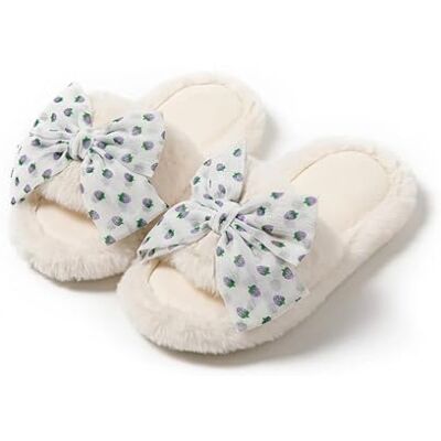 DKJAHSEK Pantoufles d'hiver à talon plateforme en fourrure douce et chaude à bout ouvert pour femme DKJAHSEK Pantoufles d'hiver à talon plateforme en fourrure douce et chaude à bout ouvert pour femme