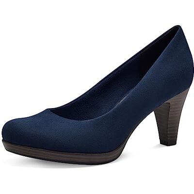 MARCO TOZZI Escarpins pour femme avec talon entonnoir végétalien, bleu marine, 36 EU MARCO TOZZI Escarpins pour femme avec talon entonnoir végétalien, bleu marine, 36 EU