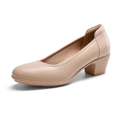 DREAM PAIRS Escarpins à talons bas et épais confortables pour femme Bout rond Chaussures habillées pour le bureau et les affaires, nude, 37 EU DREAM PAIRS Escarpins à talons bas et épais confortables pour femme Bout rond Chaussures habillées pour le bureau et les affaires, nude, 37 EU