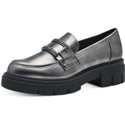 MARCO TOZZI Mocassins pour femme sans talon végétalien avec plateau, Ardoise, 39 EU MARCO TOZZI Mocassins pour femme sans talon végétalien avec plateau, Ardoise, 39 EU