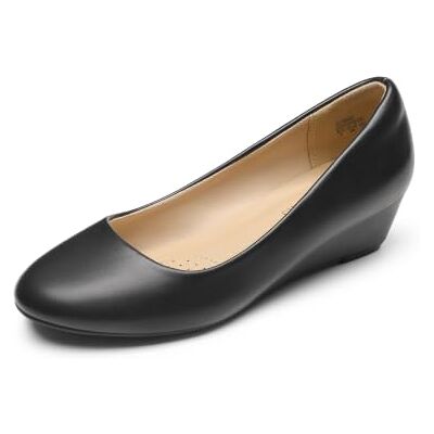 DREAM PAIRS Debbie Escarpins à talon compensé moyen pour femme, Noir PU, 36.5 EU DREAM PAIRS Debbie Escarpins à talon compensé moyen pour femme, Noir PU, 36.5 EU