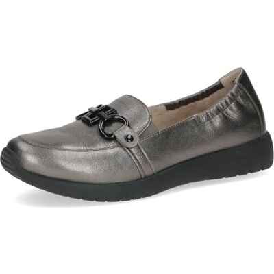 CAPRICE Chaussons confortables en cuir pour femme, Gris foncé métallisé, 39 EU CAPRICE Chaussons confortables en cuir pour femme, Gris foncé métallisé, 39 EU