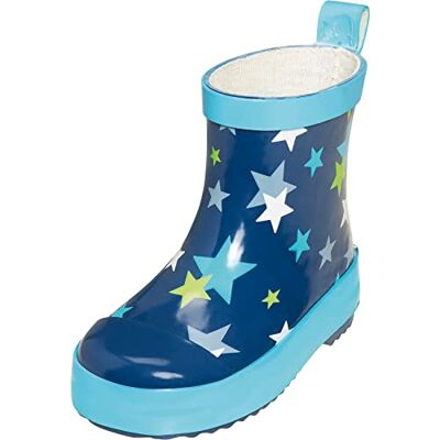 Playshoes Kurze Gummistiefel Sterne aus Naturkautschuk, Bottes en caoutchouc avec doublure intérieure mixte enfant, Bleu (blau 7), 21 Playshoes Kurze Gummistiefel Sterne aus Naturkautschuk, Bottes en caoutchouc avec doublure intérieure mixte enfant, Bleu (blau 7), 21