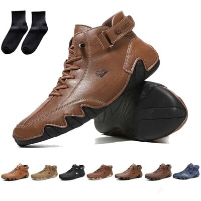 LOVEWLVNCL Bottes hautes italiennes en cuir véritable faites à la main, chaussures Beck for hommes, imperméables, légères, respirantes, antidérapantes, chaussures à enfiler for la randonnée, le camping et la con LOVEWLVNCL Bottes hautes italiennes en cuir véritable faites à la main, chaussures Beck for hommes, imperméables, légères, respirantes, antidérapantes, chaussures à enfiler for la randonnée, le camping et la con