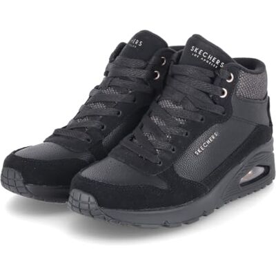 Skechers Femme Uno Stacre Shine Baskets, Black Suede Duraleather Mesh, 39 EU Skechers Femme Uno Stacre Shine Baskets, Black Suede Duraleather Mesh, 39 EU