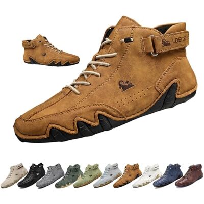 Overhil1s Hommes Bottes Hautes en Daim Faites à la Main, décontractées à enfiler chaussures imperméables antidérapantes confortables légères chaussures d'extérieur pieds nus pour randonnée et conduite (Color : Overhil1s Hommes Bottes Hautes en Daim Faites à la Main, décontractées à enfiler chaussures imperméables antidérapantes confortables légères chaussures d'extérieur pieds nus pour randonnée et conduite (Color :