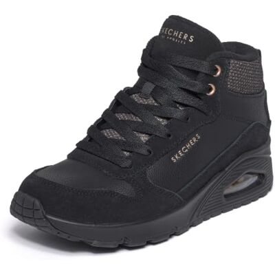 Skechers 177181 BBK Bottes à lacets en cuir et synthétique pour femme Noir Skechers 177181 BBK Bottes à lacets en cuir et synthétique pour femme Noir