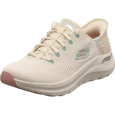 Skechers Chaussures à enfiler mains libres Arch Fit 2.0-Easy ChicSneaker pour femme, Bordure rose en maille naturelle, 39.5 EU Skechers Chaussures à enfiler mains libres Arch Fit 2.0-Easy ChicSneaker pour femme, Bordure rose en maille naturelle, 39.5 EU