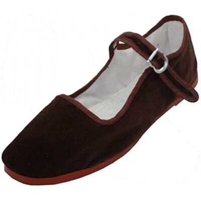 Shoes8teen Poupée en porcelaine de coton Mary Jane Chaussures de ballerine pour femme, Dessus en velours marron 118, 40.5 EU Shoes8teen Poupée en porcelaine de coton Mary Jane Chaussures de ballerine pour femme, Dessus en velours marron 118, 40.5 EU