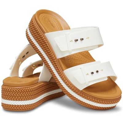 Crocs Brooklyn Buckle Low Wedge, Plate-forme Femme, Craie, 34/35 EU Crocs Brooklyn Buckle Low Wedge, Plate-forme Femme, Craie, 34/35 EU