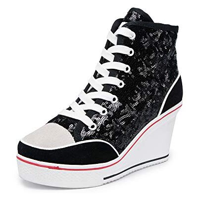 siphly Chaussures hautes compensées en lin pour femme Pointure 35-43 Style décontracté Printemps/Été Talon compensé, Noir (20), 36 EU siphly Chaussures hautes compensées en lin pour femme Pointure 35-43 Style décontracté Printemps/Été Talon compensé, Noir (20), 36 EU