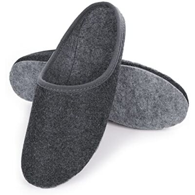 HEYO Pantoufles chaudes et légères en feutre pour homme et femme Tailles 36-48, gris, 46 EU HEYO Pantoufles chaudes et légères en feutre pour homme et femme Tailles 36-48, gris, 46 EU