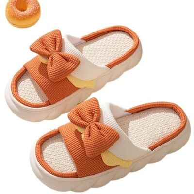 LVCHAO Pantoufles épaisses en lin pour femme Antidérapantes Pour l'été et la plage Chaussures plates en EVA souple Pour homme et femme, Nœud orange, 36/37 EU LVCHAO Pantoufles épaisses en lin pour femme Antidérapantes Pour l'été et la plage Chaussures plates en EVA souple Pour homme et femme, Nœud orange, 36/37 EU