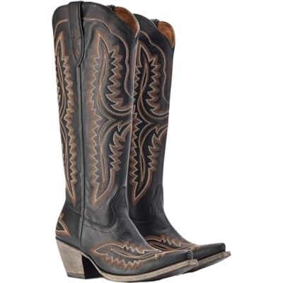YXADGML Bottes de cowboy pour femmes, bottes de cowboy pour femmes, bottes de cowgirl occidentales vintage pour femmes, chaussures décontractées à talon bloc (ligne noire marron, 37) YXADGML Bottes de cowboy pour femmes, bottes de cowboy pour femmes, bottes de cowgirl occidentales vintage pour femmes, chaussures décontractées à talon bloc (ligne noire marron, 37)