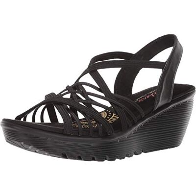 Skechers Sandales compensées à bride arrière pour femme, Noir, 40 EU Skechers Sandales compensées à bride arrière pour femme, Noir, 40 EU