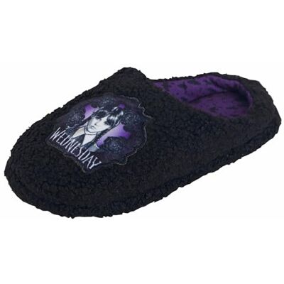 Wednesday Filles Mercredi Pantoufles Borg Polaire Mule Pantoufles Adultes Adolescents Chaussures de Maison Sliders Cadeau, Noir et argent, 35 EU Wednesday Filles Mercredi Pantoufles Borg Polaire Mule Pantoufles Adultes Adolescents Chaussures de Maison Sliders Cadeau, Noir et argent, 35 EU