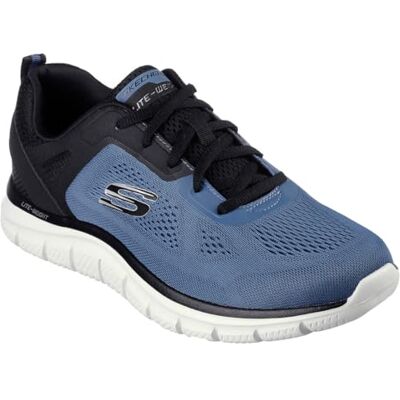 Skechers Baskets Track Broader pour homme, Maille bleue PU bordure noire, 39.5 EU Skechers Baskets Track Broader pour homme, Maille bleue PU bordure noire, 39.5 EU