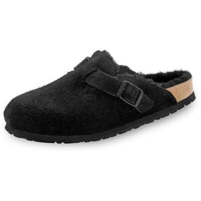 Birkenstock Femme Boston Sheepskin VL Sabots, Noir, 39 EU Birkenstock Femme Boston Sheepskin VL Sabots, Noir, 39 EU