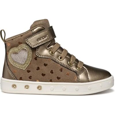 Geox Baskets J Skylin Girl pour fille, Dk Beige Platinum, 28 EU Geox Baskets J Skylin Girl pour fille, Dk Beige Platinum, 28 EU