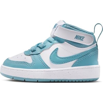 NIKE Chaussures unisexes pour bébé Court Borough Mid 2 pour enfant, Blanc denim turquoise, 18.5 EU NIKE Chaussures unisexes pour bébé Court Borough Mid 2 pour enfant, Blanc denim turquoise, 18.5 EU