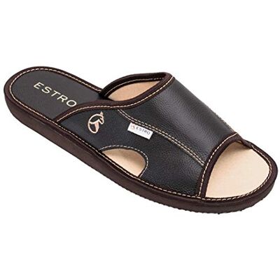 ESTRO Chaussons Hommes Pantoufle Chausson Homme Cuir Laine Mules Pantoufles Semelle Inoubliable Verano (Cacao, 41) ESTRO Chaussons Hommes Pantoufle Chausson Homme Cuir Laine Mules Pantoufles Semelle Inoubliable Verano (Cacao, 41)