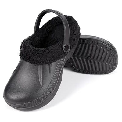 HEYO Sabots doublés, unisexes, chauds, chaussures de jardin, mules d'hiver, légères et imperméables, Noir , 44 EU HEYO Sabots doublés, unisexes, chauds, chaussures de jardin, mules d'hiver, légères et imperméables, Noir , 44 EU