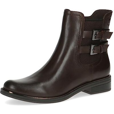 CAPRICE Damen Chelsea Boots aus Leder mit Schnallen und Reißverschluss Weite G, Braun (Dk Brown Nappa), 38 EU CAPRICE Damen Chelsea Boots aus Leder mit Schnallen und Reißverschluss Weite G, Braun (Dk Brown Nappa), 38 EU