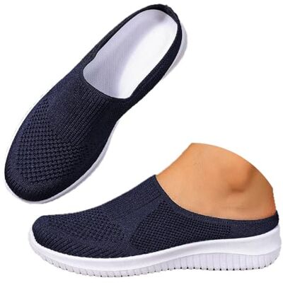 ZPLMIDE Pantoufles orthopédiques pour femmes, sandales décontractées en maille pour femme, sabots légers et respirants à plateforme à enfiler, bleu marine, 37 EU ZPLMIDE Pantoufles orthopédiques pour femmes, sandales décontractées en maille pour femme, sabots légers et respirants à plateforme à enfiler, bleu marine, 37 EU