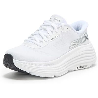 Skechers Chaussures à enfiler Max Cushioning Endeavour Hallandale pour femme, Bordure noire en textile blanc, 38.5 EU Skechers Chaussures à enfiler Max Cushioning Endeavour Hallandale pour femme, Bordure noire en textile blanc, 38.5 EU